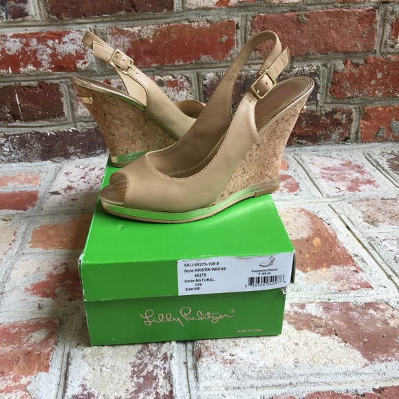 Lilly Pulitzer Shoes - Lilly Pulitzer Kristin Wedge Natural size 8